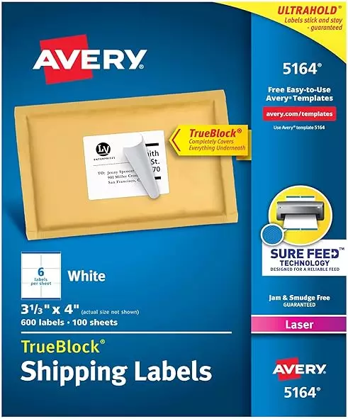 Avery 22809 Etiquetas 3 "x 2 – 1/4 Color Blanco